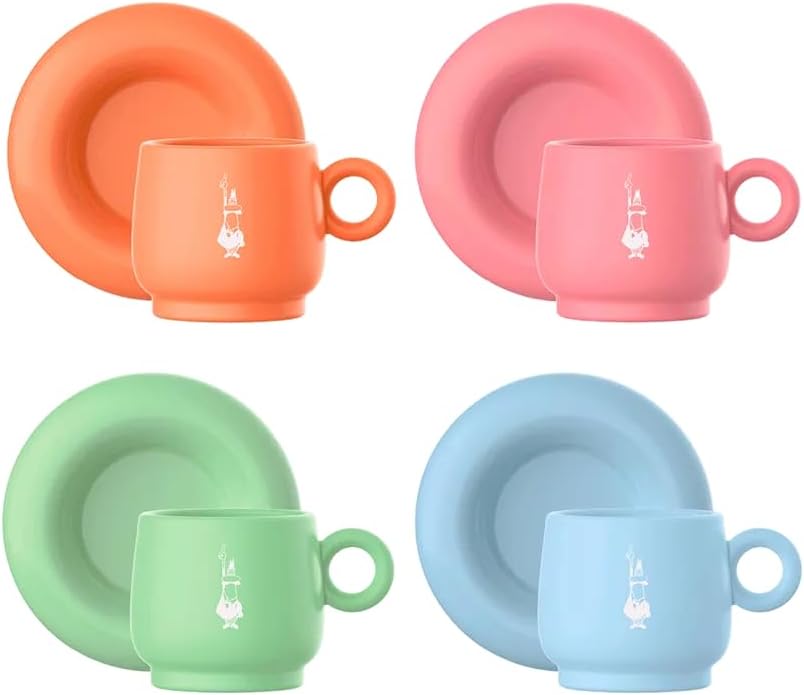 Bialetti Mercato Della Frutta 4er Set Espressotassen und Untertassen
