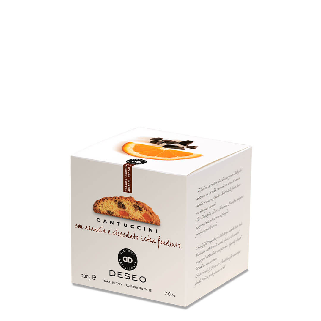 Cantuccini mit Zartbitterschokolade und kandierter Orange